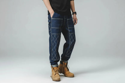 Męskie Jeansy  Szerokie Proste Denimowe Casual Hip Hop