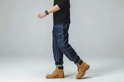 Męskie Jeansy  Szerokie Proste Denimowe Casual Hip Hop