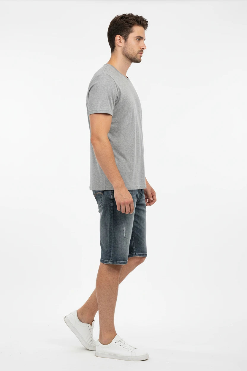 Męskie Szorty Jeansowe Denim – Letnie, Prosty Krój, Stretch