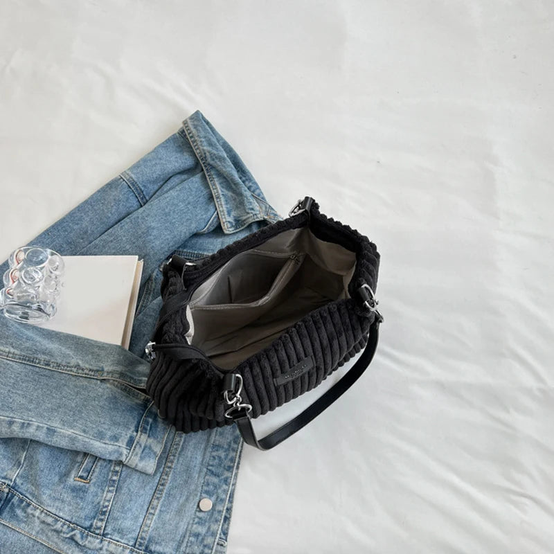 Elegancka Torebka na Ramię "Single Shoulder" ze Sztruksu