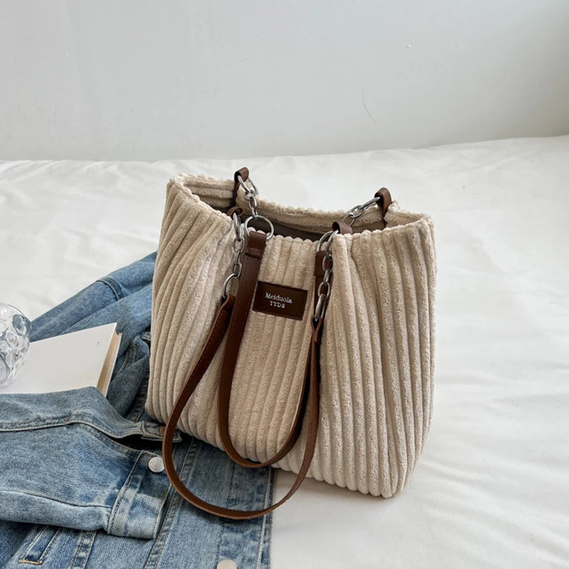 Elegancka Torebka na Ramię "Single Shoulder" ze Sztruksu