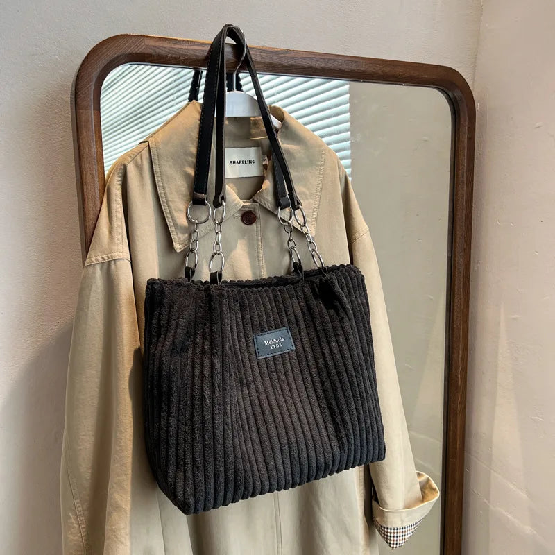 Elegancka Torebka na Ramię "Single Shoulder" ze Sztruksu