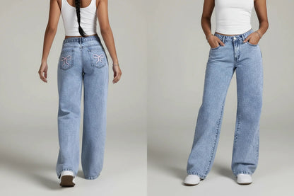 Denim dżinsy Vibe Jr. Szerokie nogawki z kokardą