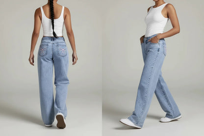 Denim dżinsy Vibe Jr. Szerokie nogawki z kokardą