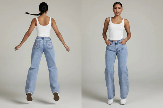 Denim dżinsy Vibe Jr. Szerokie nogawki z kokardą