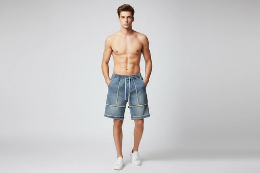 Szorty Jeansowe Męskie 5-punktowe Do Kolan
