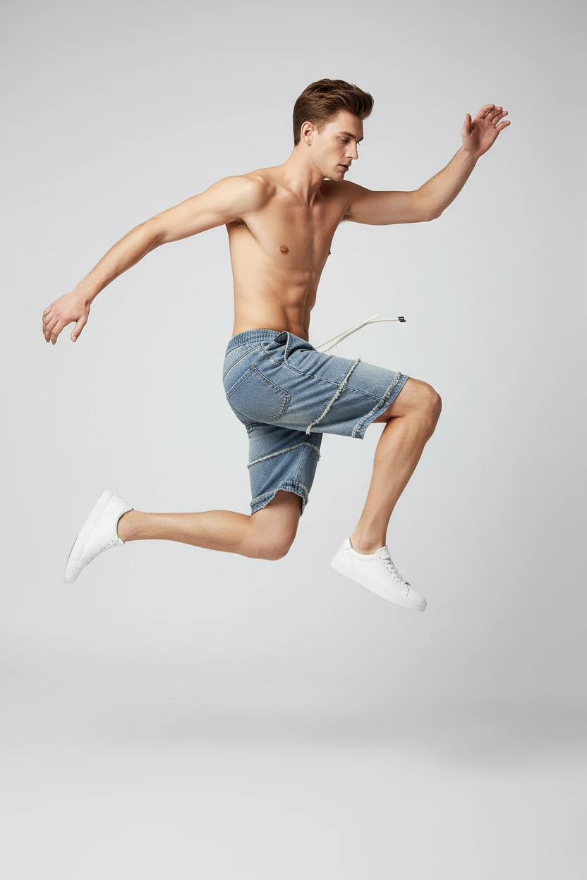 Szorty Jeansowe Męskie 5-punktowe Do Kolan