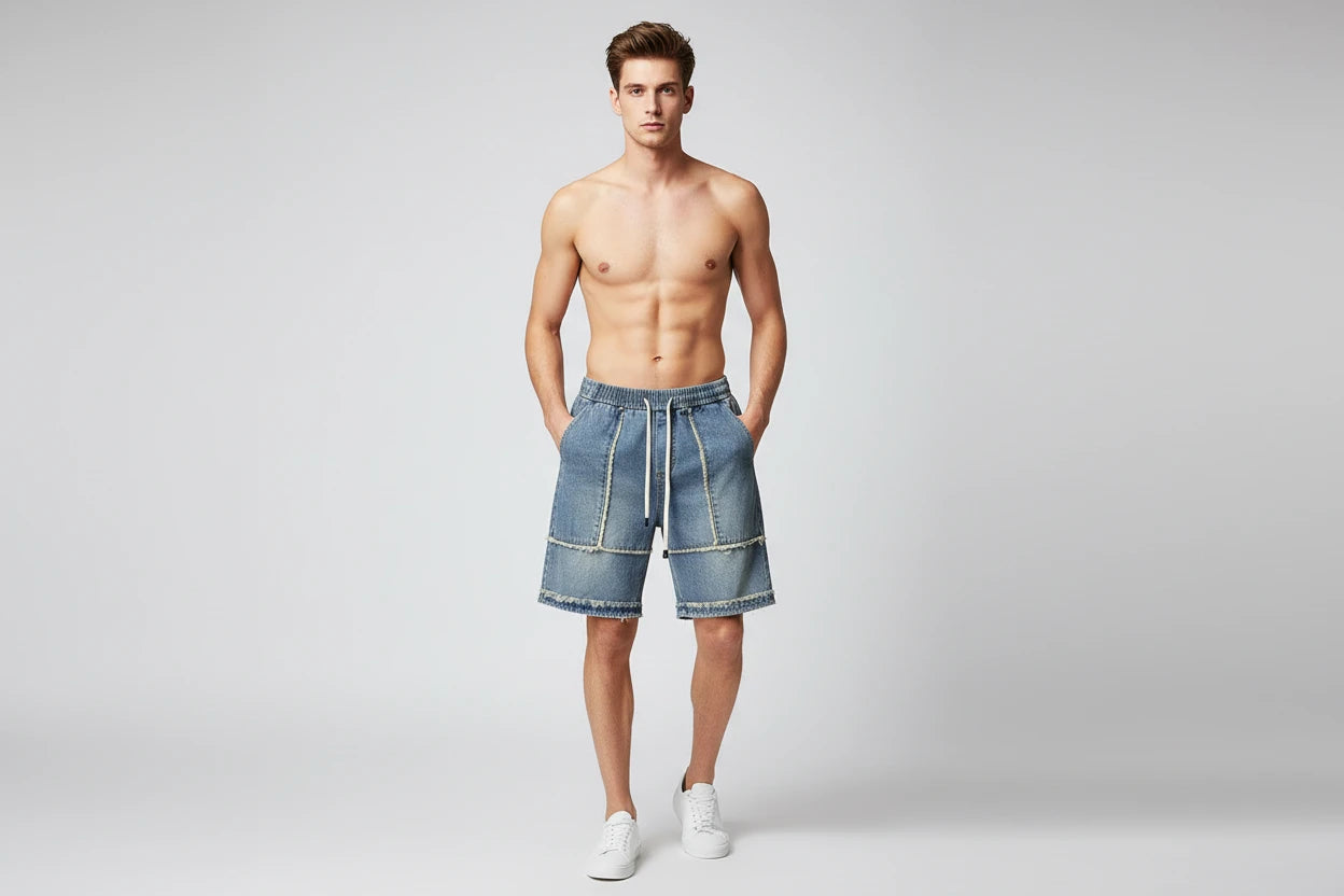 Szorty Jeansowe Męskie 5-punktowe Do Kolan