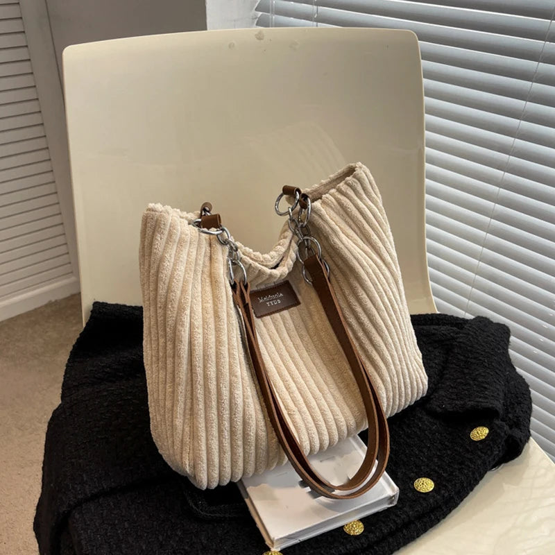 Elegancka Torebka na Ramię "Single Shoulder" ze Sztruksu