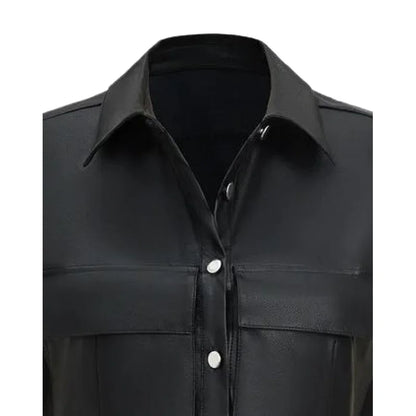 Elegancka Kamizelka ze Sztucznej Skóry z Klapami