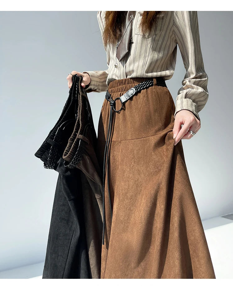 Zamszowa Spódnica Geometryczna Dynamika Retro