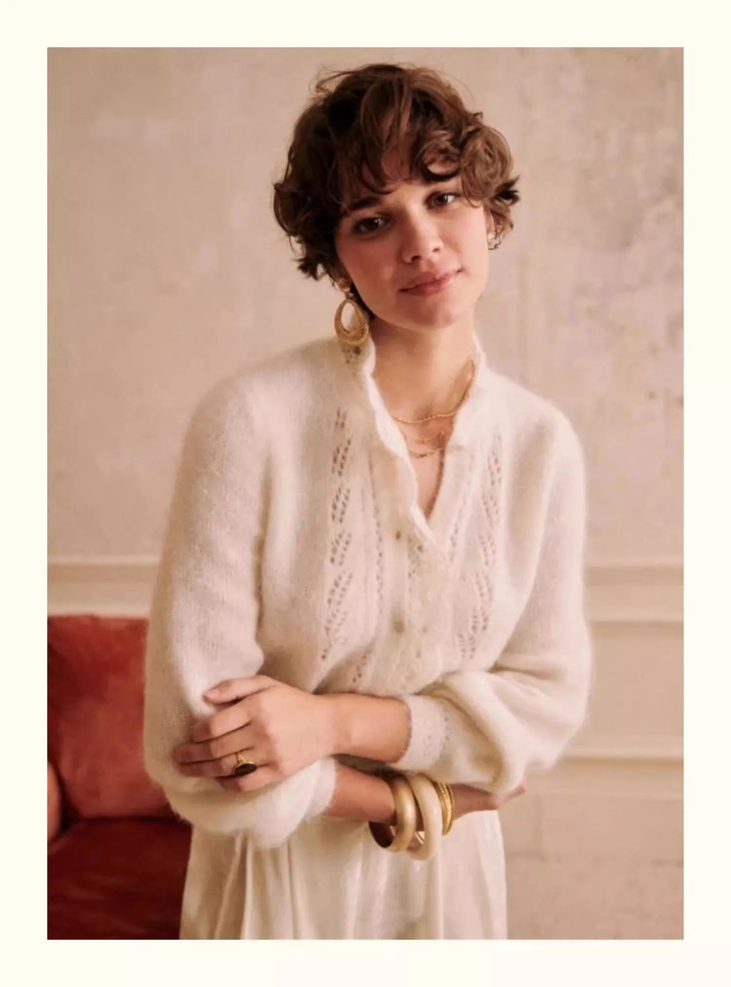 Francuski Elegancki Kardigan Dzianinowy