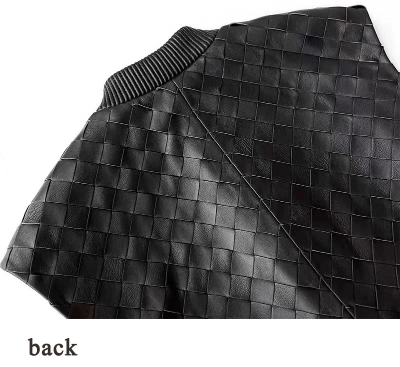 Ręcznie Dziana Skórzana Kamizelka Damska Skóra owcza