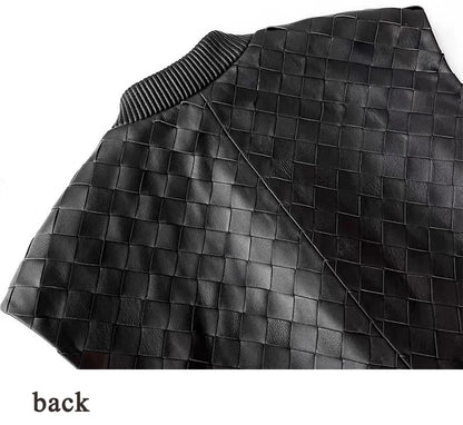 Ręcznie Dziana Skórzana Kamizelka Damska Skóra owcza