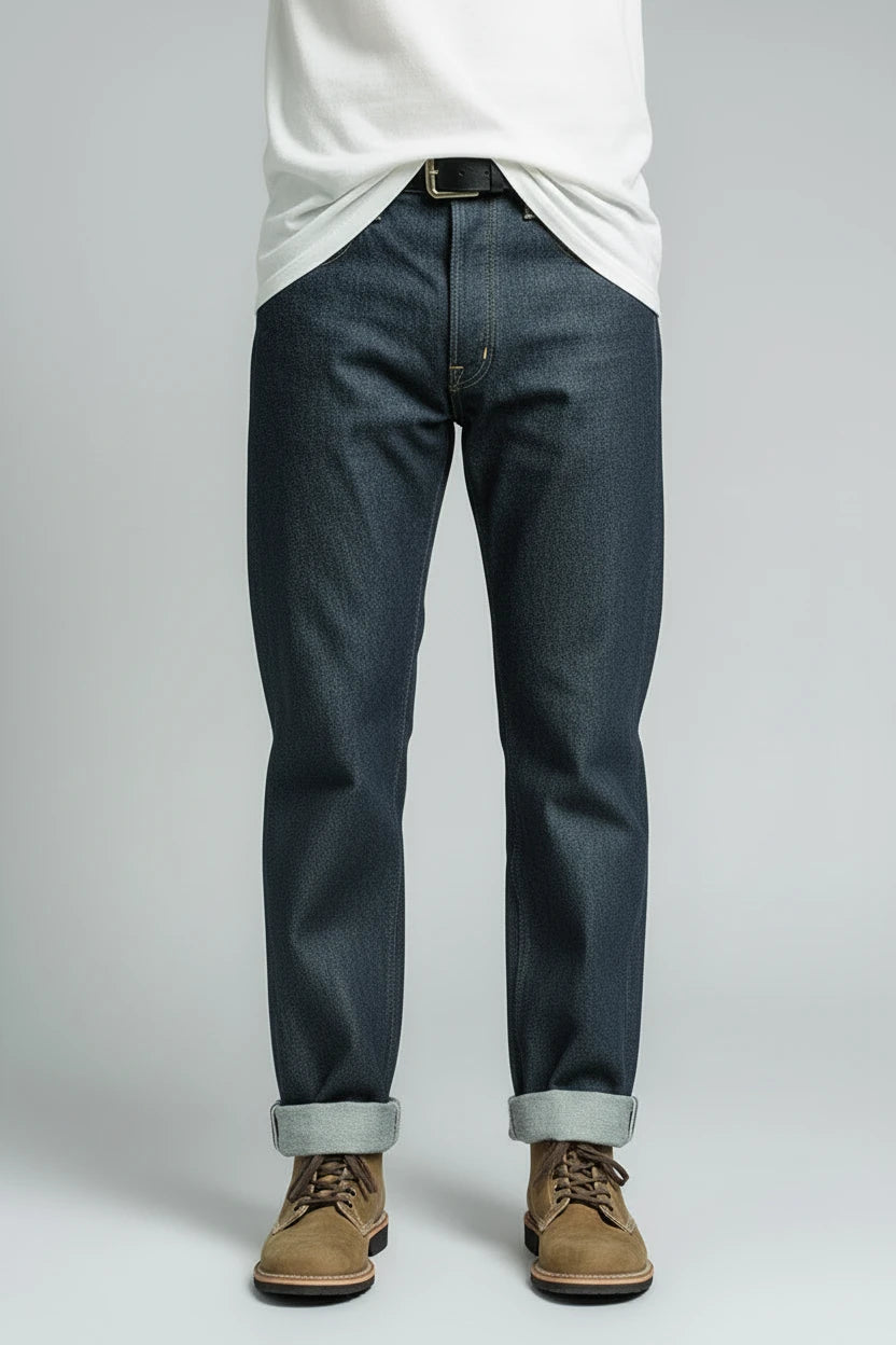 Raw Denim Jeans – Męskie Proste Spodnie z Bawełny