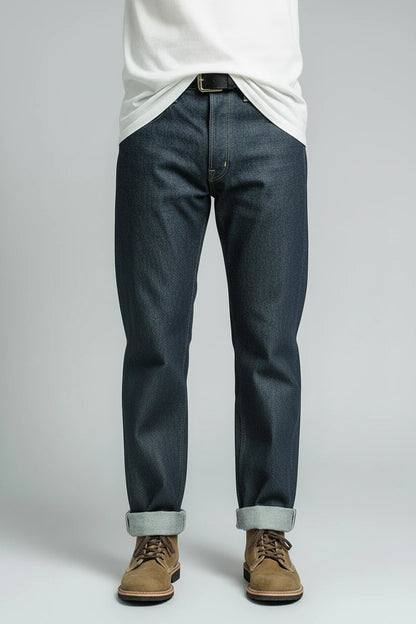 Raw Denim Jeans – Męskie Proste Spodnie z Bawełny