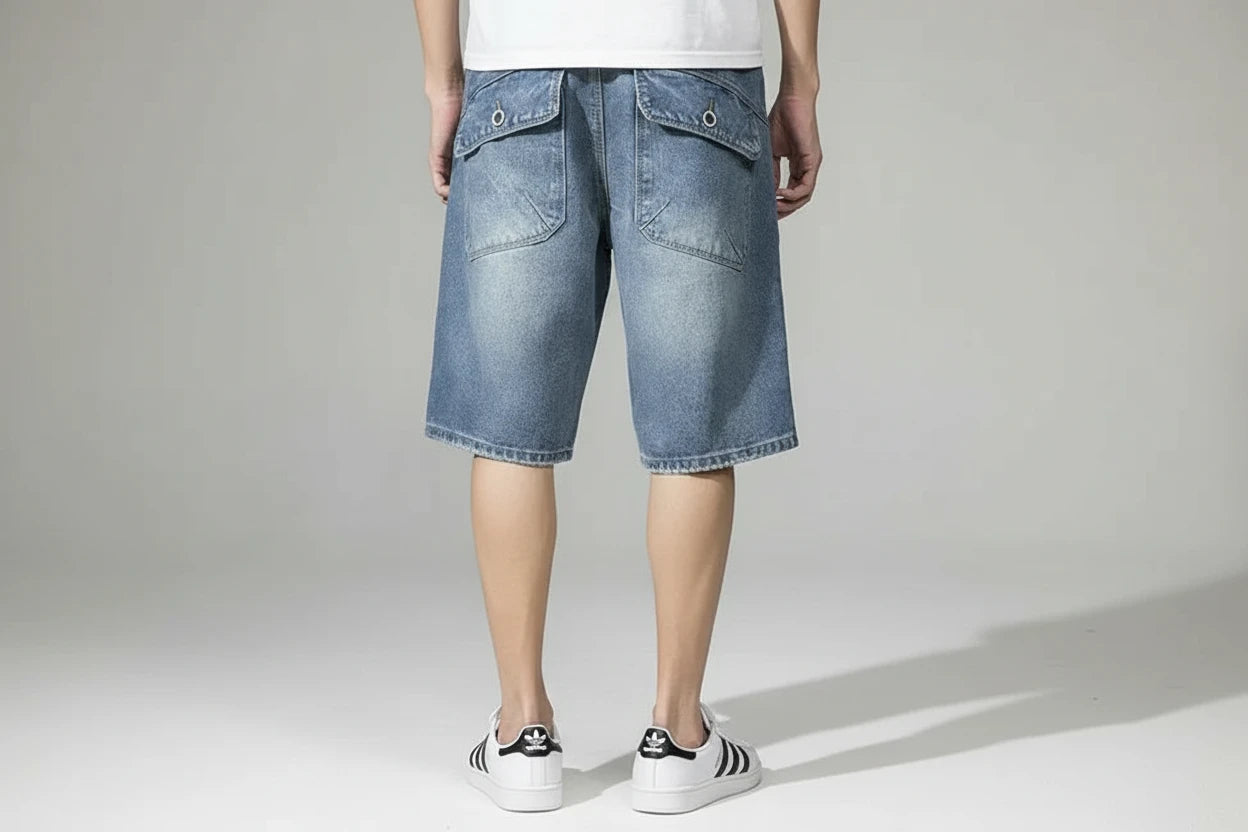 Męskie Jeansowe Szorty Baggy Cargo – Premium Denim Story