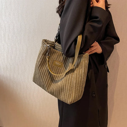 Elegancka Torebka na Ramię "Single Shoulder" ze Sztruksu