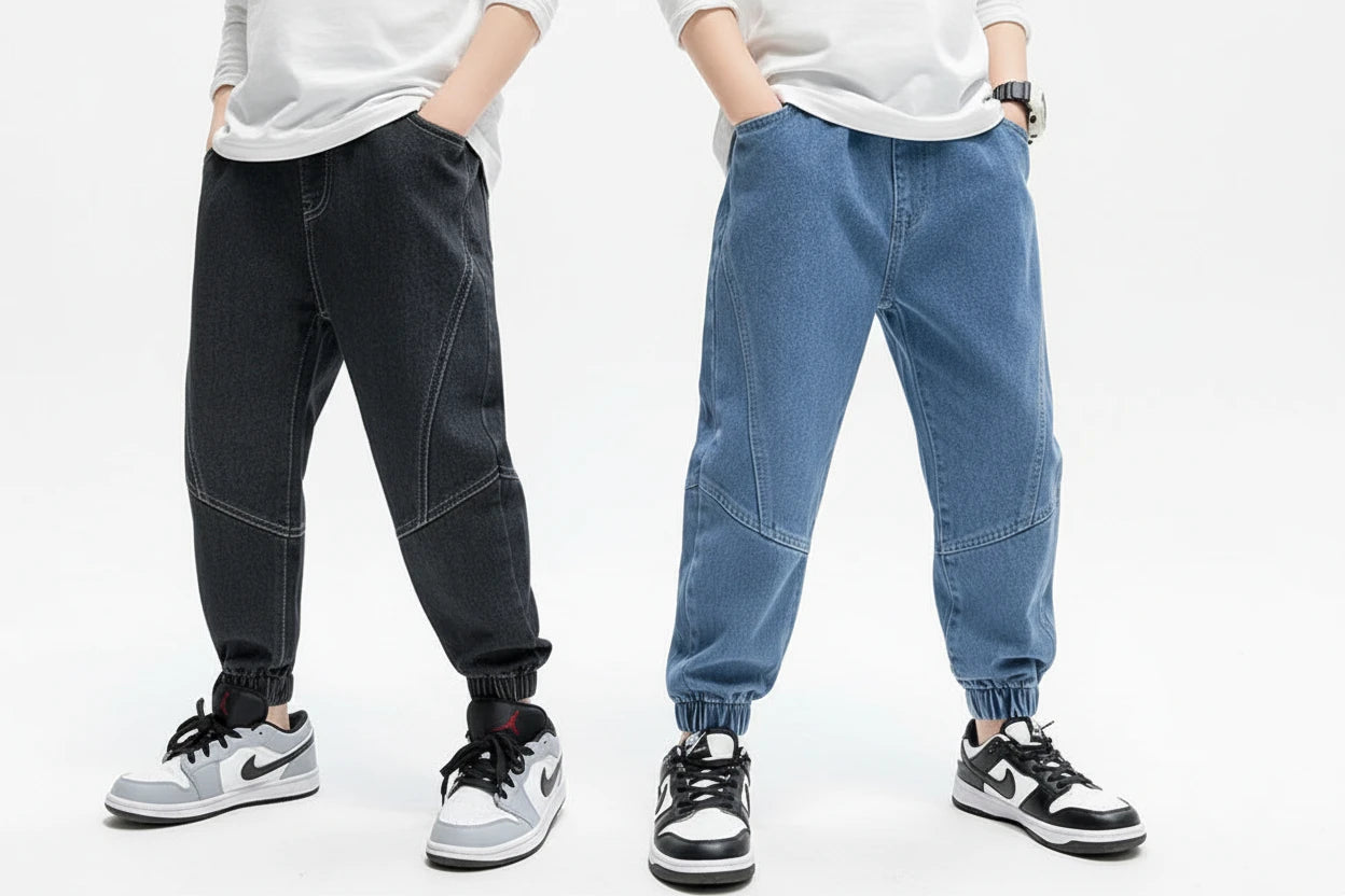 Luźne jeansy chłopięce baggy – spodnie dziecięce dla nastolatków,