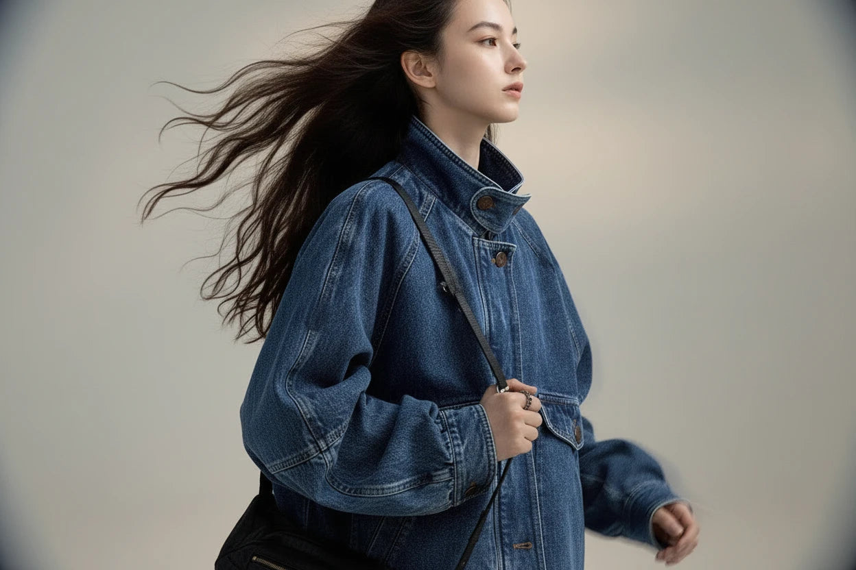 Damska Kurtka Jeansowa Blue Denim – American Retro Aura