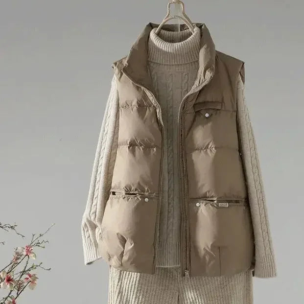 Wygodny Bezrękawnik z Kołnierzem Typu Turn-Down