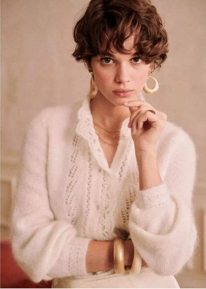 Francuski Elegancki Kardigan Dzianinowy