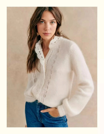 Francuski Elegancki Kardigan Dzianinowy