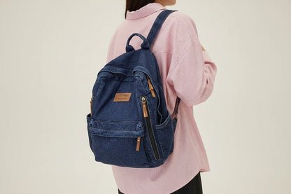 Szkolny plecak dżinsowy denim z kieszeniami