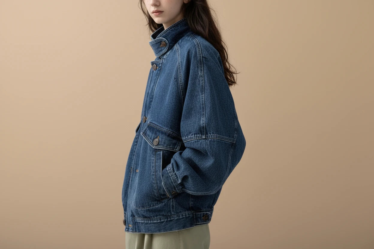 Damska Kurtka Jeansowa Blue Denim – American Retro Aura