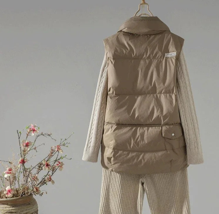 Wygodny Bezrękawnik z Kołnierzem Typu Turn-Down