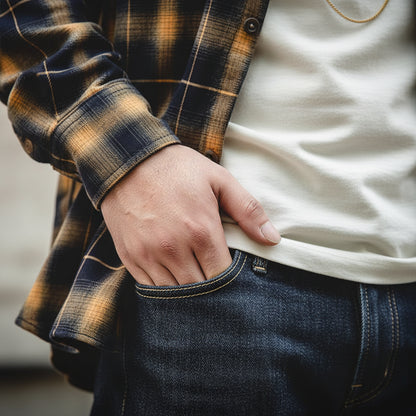 Raw Denim Jeans – Męskie Proste Spodnie z Bawełny