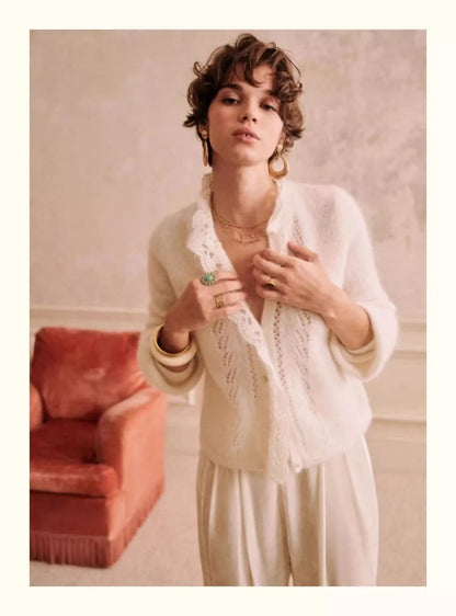 Francuski Elegancki Kardigan Dzianinowy