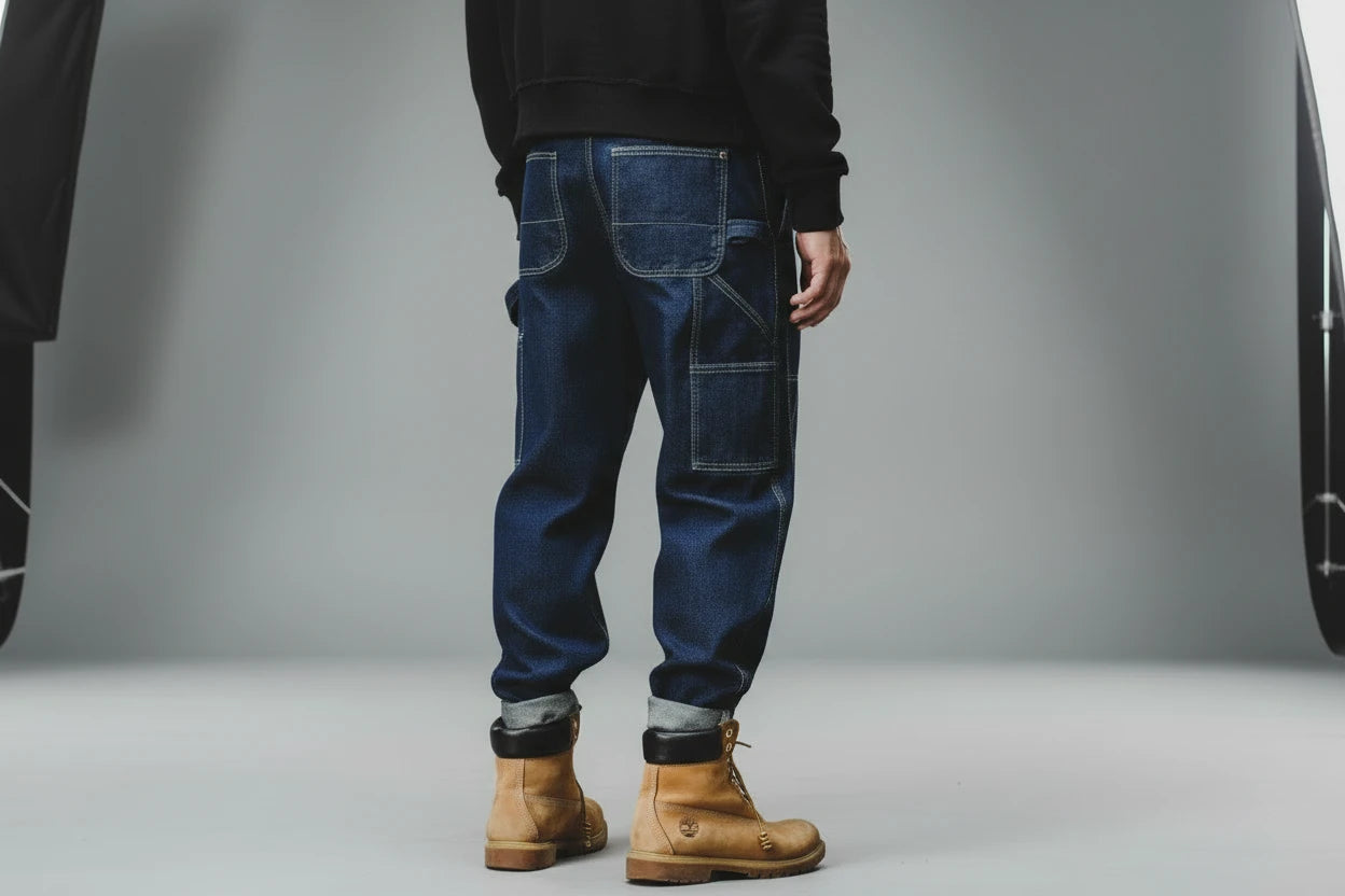 Męskie Jeansy  Szerokie Proste Denimowe Casual Hip Hop