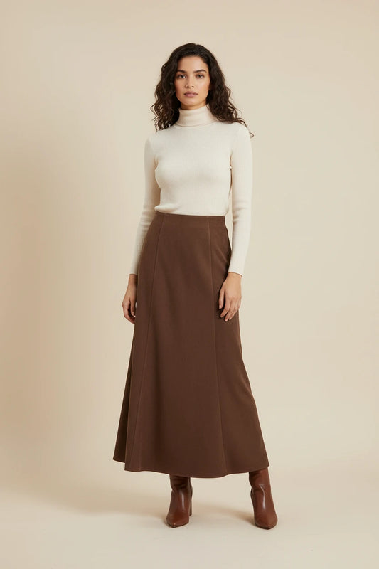 Zamszowa Spódnica Damska Vintage - Wysoki Stan Mermaid z Zamkiem