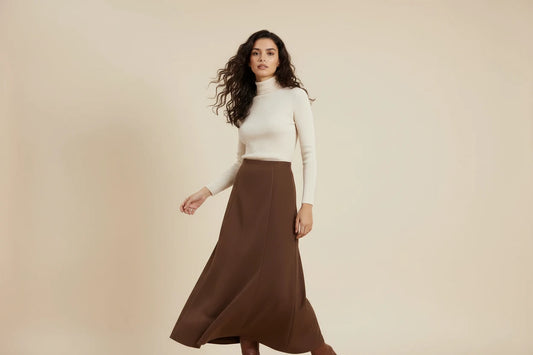 Zamszowa Spódnica Damska Vintage - Wysoki Stan Mermaid z Zamkiem