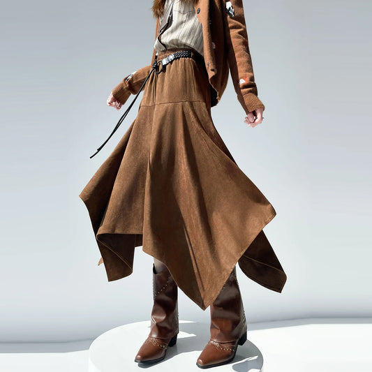 Zamszowa Spódnica Geometryczna Dynamika Retro