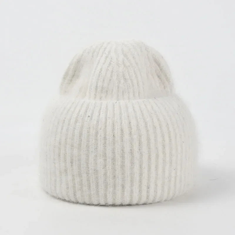 Ciepła damska puszysta zimowa Beanie czapka z Angory