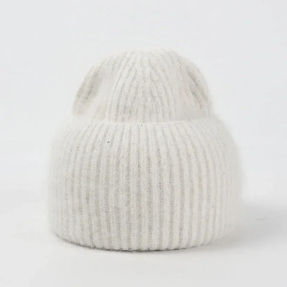 Ciepła damska puszysta zimowa Beanie czapka z Angory