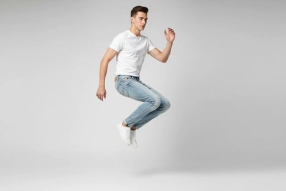 Męskie jasnoniebieskie jeansy washed – retro prosta nogawka całoroczny denim