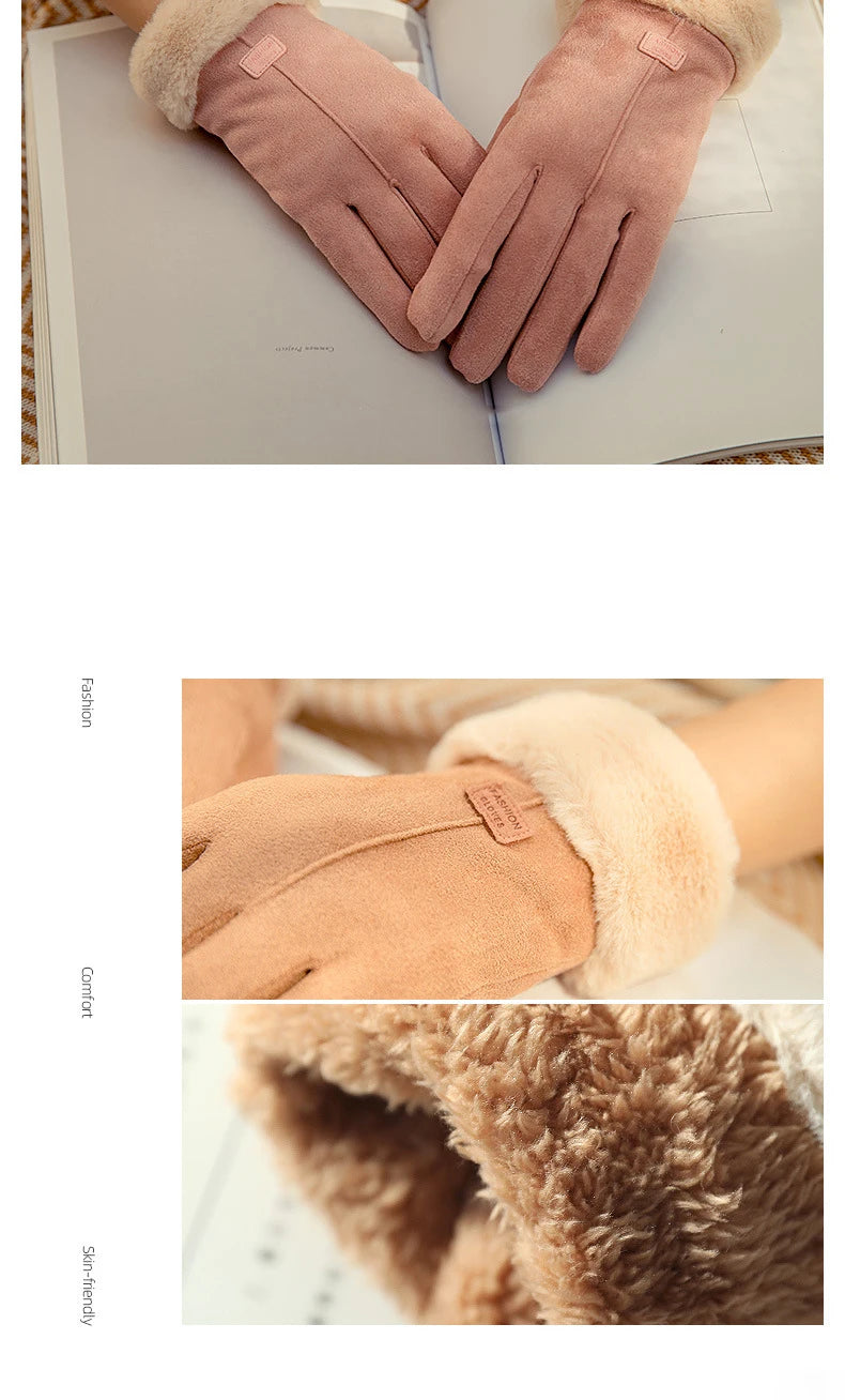 Rękawiczki Damskie z Futerkowym Wykończeniem Four colors