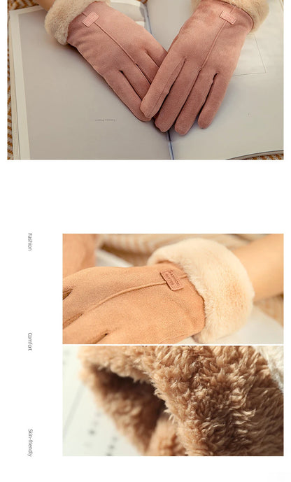 Rękawiczki Damskie z Futerkowym Wykończeniem Four colors