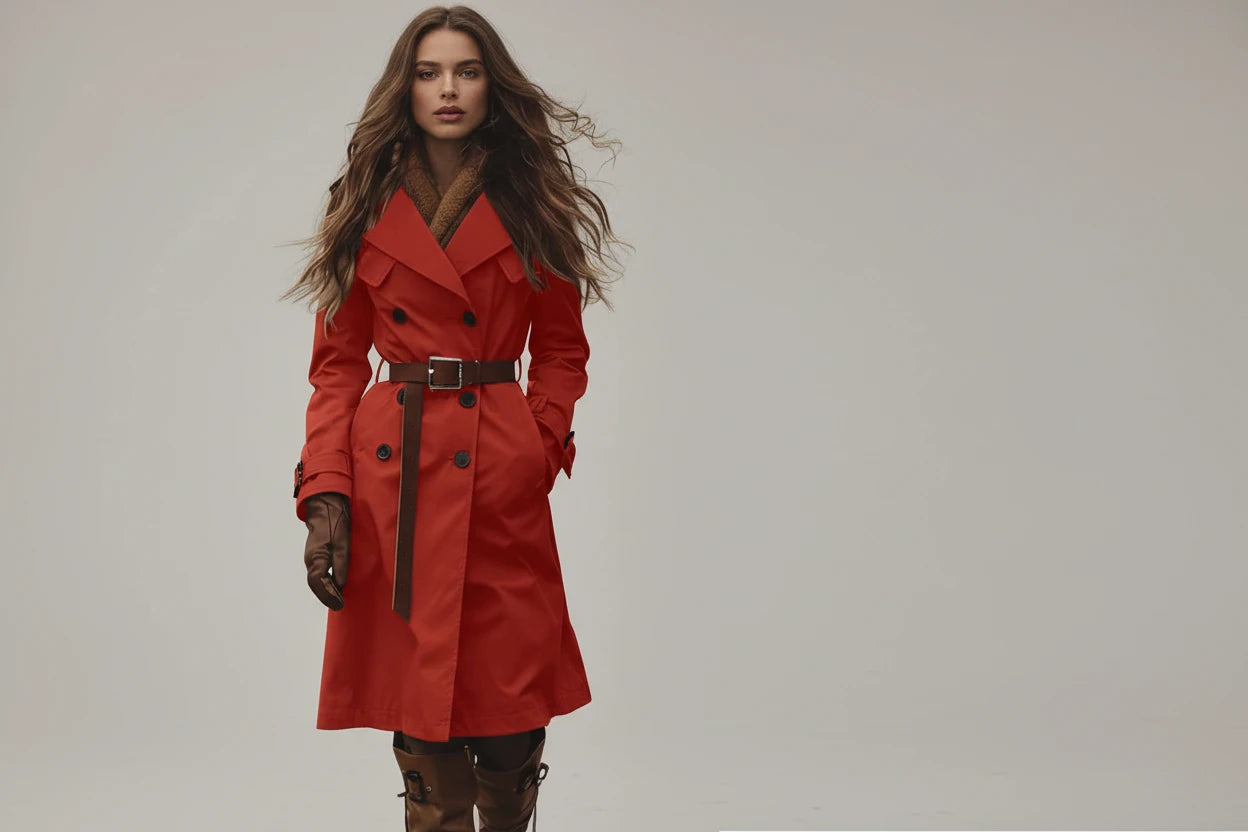 Elegancki Długi Trencz Damski Dwurzędowy Eclipse