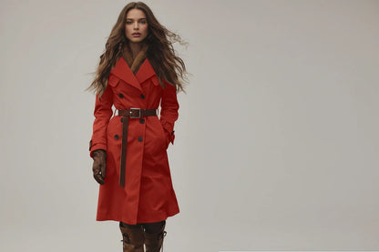 Elegancki Długi Trencz Damski Dwurzędowy Eclipse