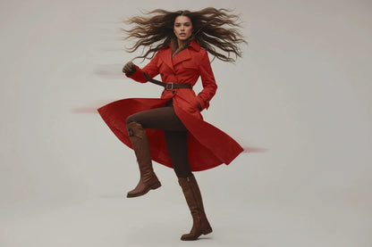 Elegancki Długi Trencz Damski Dwurzędowy Eclipse