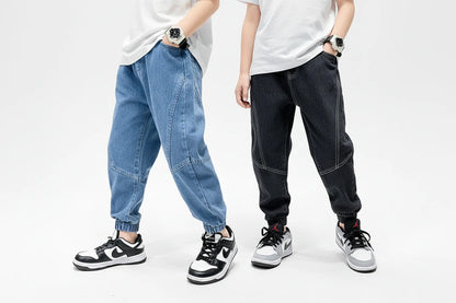 Luźne jeansy chłopięce baggy – spodnie dziecięce dla nastolatków,