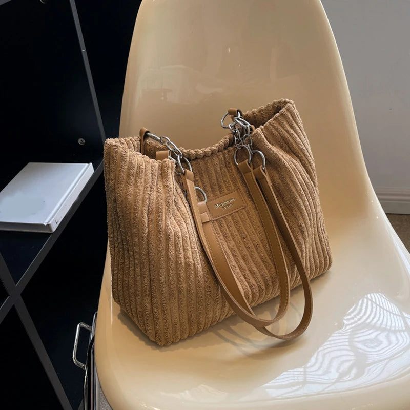 Elegancka Torebka na Ramię "Single Shoulder" ze Sztruksu