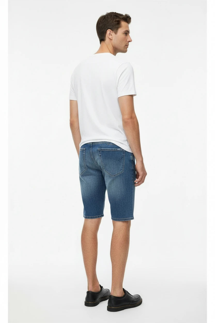 Męskie Szorty Jeansowe Denim – Letnie, Prosty Krój, Stretch