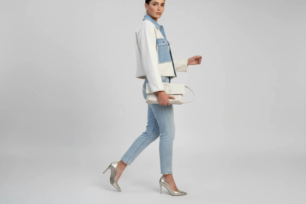 Damska kurtka jeansowa biała