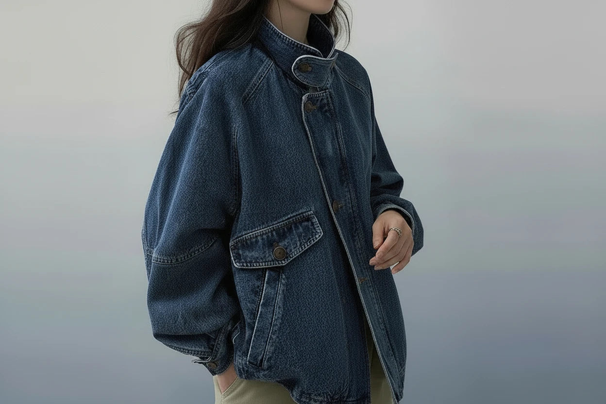 Damska Kurtka Jeansowa Blue Denim – American Retro Aura