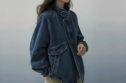 Damska Kurtka Jeansowa Blue Denim – American Retro Aura